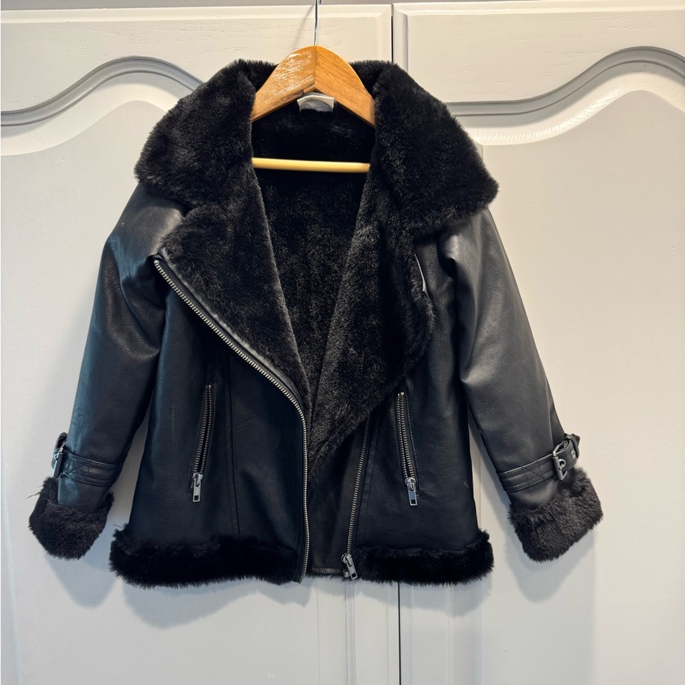 Cotton On Black Jacket with Fur Trim